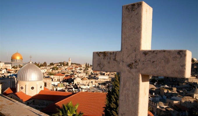 Cross on The Background of The Old City - Israel, Jerusalem