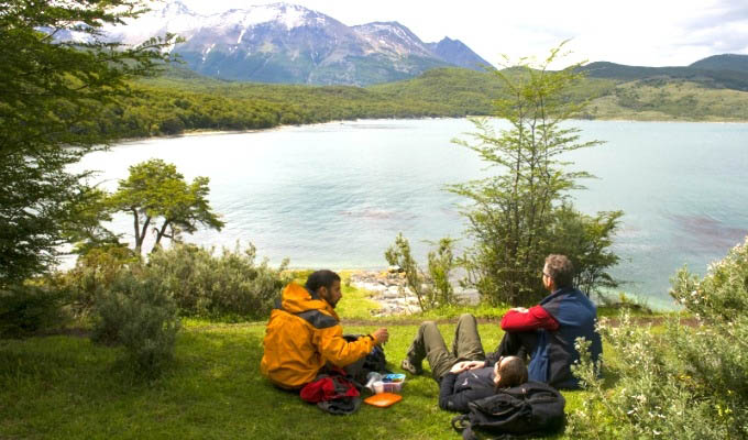Relaxing during excursion in Tierra del Fuego National Park - Argentina