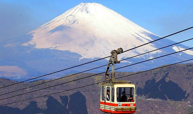 Hakone - View of the Mt. Fuji and The Owakudani Cable - Japan