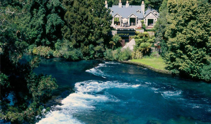Huka Lodge, Exterior with Huka Falls - New Zealand