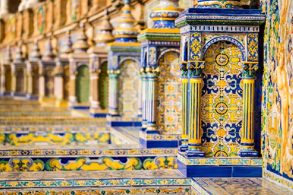 Spain - Seville, The tiled walls of Plaza de Espana