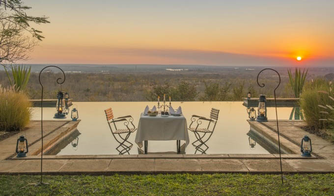 Stanley Safari Lodge, Pool Dinner at Sunset - Zambia