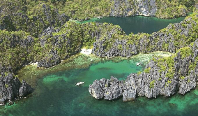 Palawan, Coron Limestone Cliffs Aerial View - Philippines